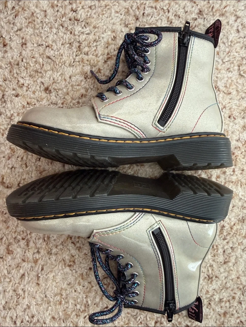 Kids Dr Martens Silver Boots Size 13